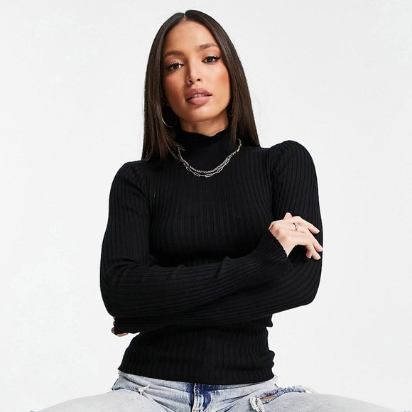 Threadbare Ellie split sleeve sweater in black size 6 - Picture 1 of 4
